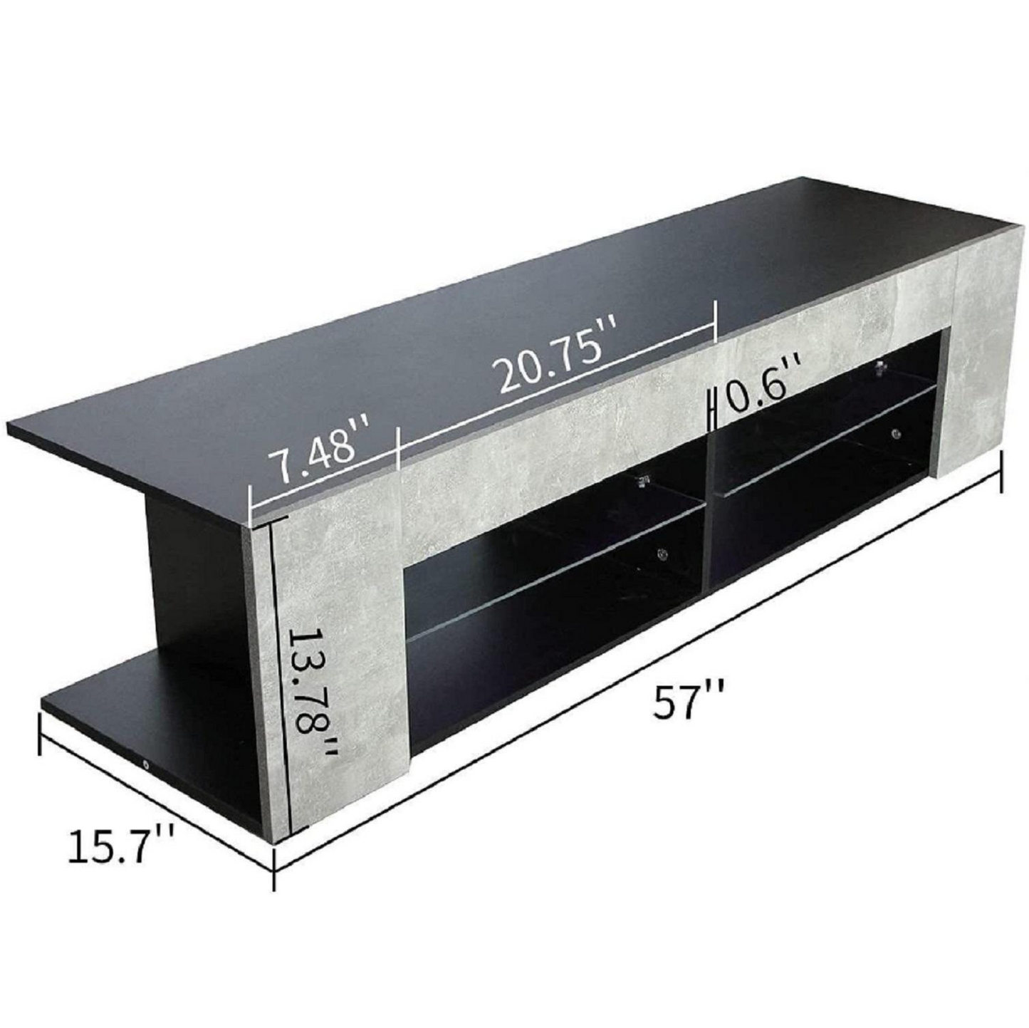 Algherohein TV Stand Entertainment Center with LED for 32-60 inch TV,57in L Screen TV Console Table