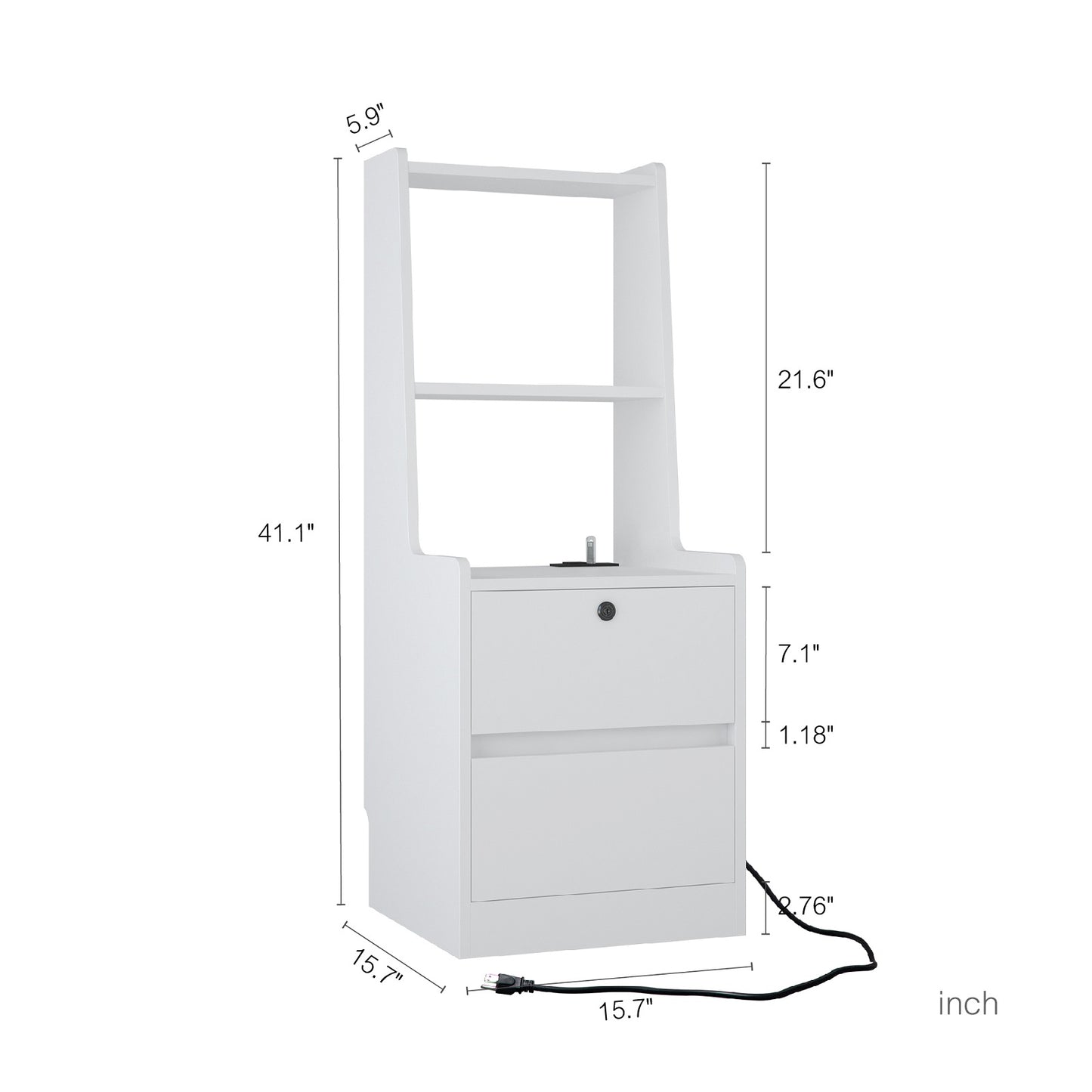 Algherohein Tall Nightstand with Charging Station and Night Light,End Tables with 2 Drawers