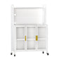 Algherohein Kitchen Pantry Storage Cabinet with Wheels, Transparent Doors and DIY Nail Board