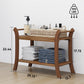 Smuxee Teak Shower Chair,Waterproof Bathroom Shower Stool