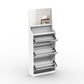 Algherohein Shoe Storage Cabinet with Mirrors,3 Srawers Shoe Rack for Entryway,White