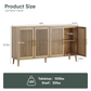 Smart FENDEE 63"W Sideboard Storage Cabinet with Slatted Doors and Adjustable Shelf,Dining Room,Natural
