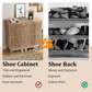Semiocthome 4 Tiers Shoe Storage Cabinet for Hallway, 2-Door, 16 Pairs Shoe Rack Organizer, Natural