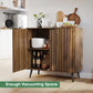 Smart FENDEE Sideboard Cabinet, Wood Storage Cabinet with 1 Adjustable Shelf, Brown