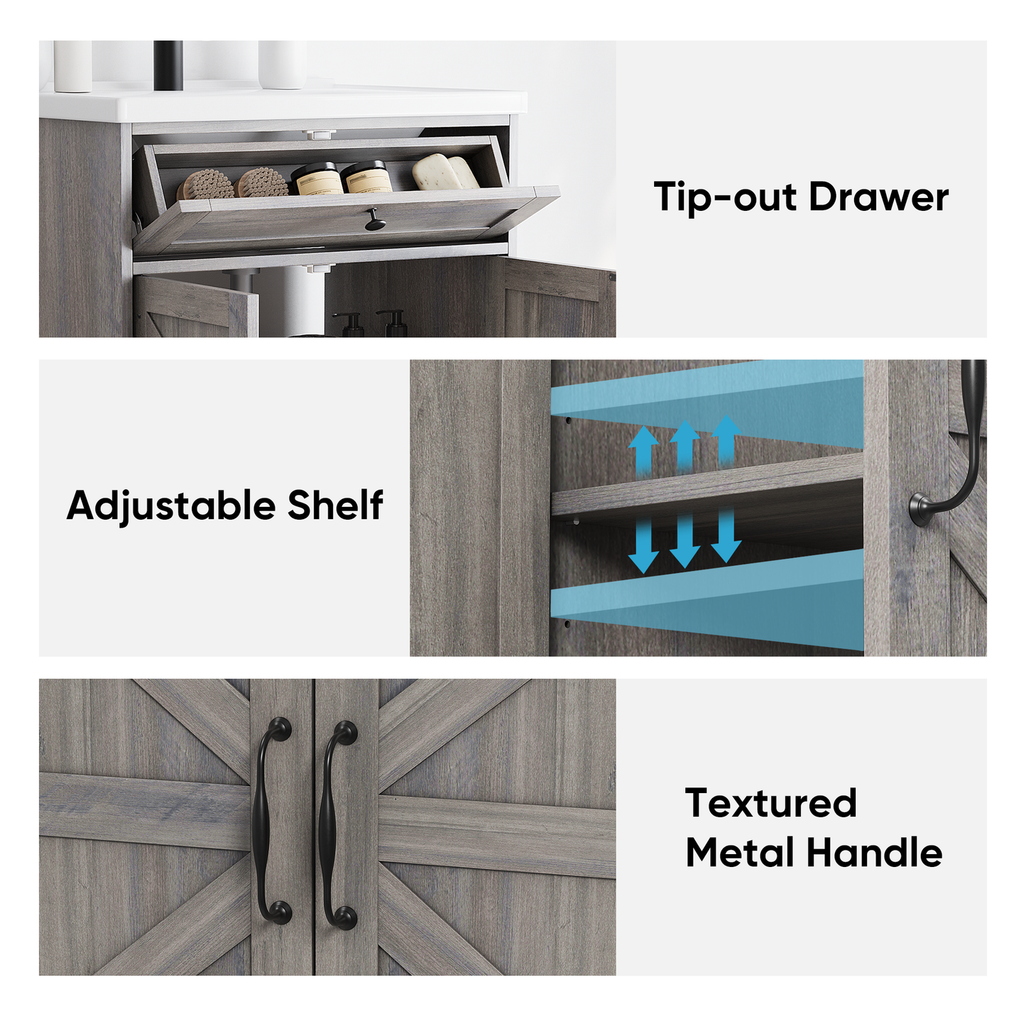 Smuxee 24" Bathroom Vanity with Integrated Sink Top, Bathroom Storage Cabinet with Flip Drawer & Doors