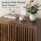 Smart FENDEE 31.5"W Sideboard Storage Cabinet with Slatted Doors and 1 Adjustable Shelf, Walnut