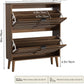 Smart FENDEE Freestanding Shoe Storage Cabinet, 2 Drawers, 2 Shelves, Holds 20 Pairs, Walnut