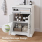 Smart FENDEE 23.62" Bathroom Vanity with Sink, Storage Cabinet with Barn Door & Drawer, White
