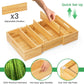 Semiocthome Bamboo Expandable Lid Organizer with 3 Adjustable Dividers,Drawer Caddy