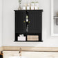 Semiocthome Bathroom Medicine Cabinet Wood 2 Doors Wall Cabinet over the Toilet Storage in Black
