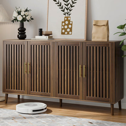 Semiocthome Sideboards and Buffets with 4 Doors and Adjustable Shelve,Coffee Bar for Kitchen, Walnut