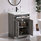Smart FENDEE 22.83" Bathroom Vanity with Sink, Storage Cabinet with Barn Door & Drawer, Grey