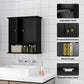 Semiocthome Bathroom Medicine Cabinet Wood 2 Doors Wall Cabinet over the Toilet Storage in Black