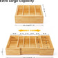 Semiocthome Bamboo Expandable Lid Organizer with 3 Adjustable Dividers,Drawer Caddy