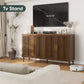 Smart FENDEE 63"W Sideboard Storage Cabinet with Slatted Doors and Adjustable Shelf,Dining Room,Walnut