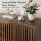 Smart FENDEE 63"W Sideboard Storage Cabinet with Slatted Doors and Adjustable Shelf,Dining Room,Walnut