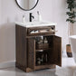 Smart FENDEE 23.62" Bathroom Vanity with Sink, Storage Cabinet with Barn Door & Drawer, Walnut