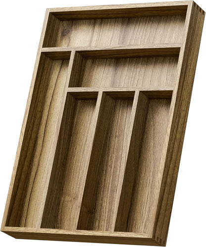 Semiocthome Acacia Wood Drawer Organizer Kitchen Silverware Organizer Utensil Caddy,6 Slots