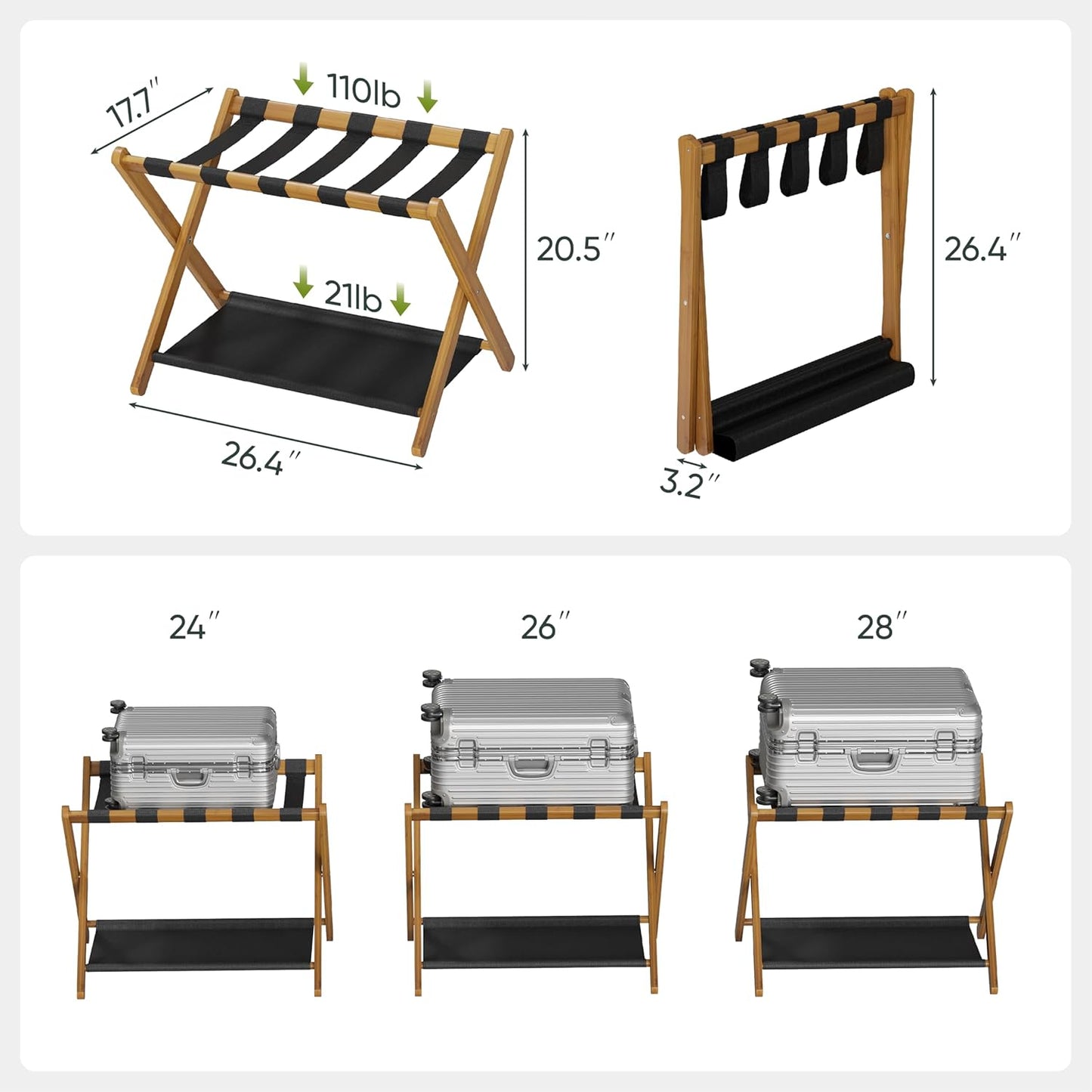 Folding Luggage Rack for Guest Room (1 Pack)