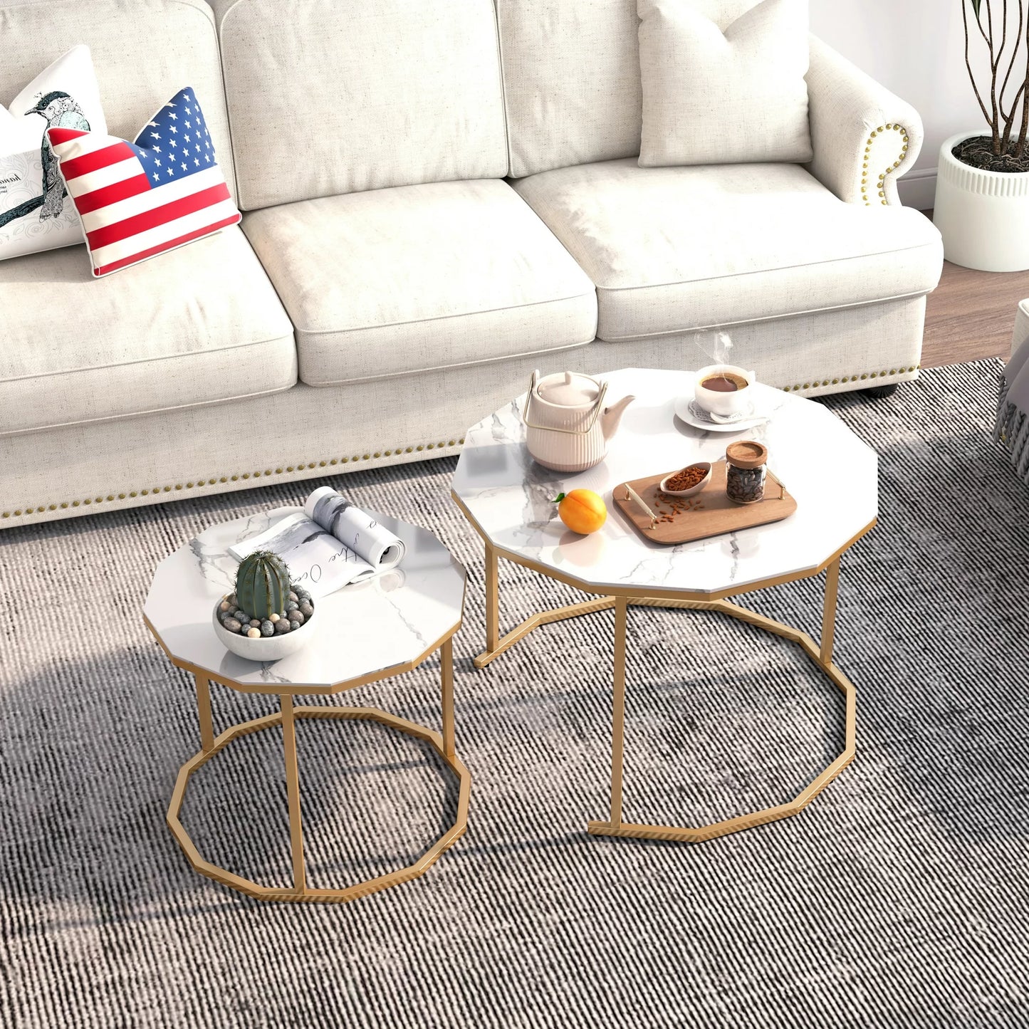 Smart FENDEE Modern Wood Nesting Coffee Table