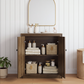 Smuxee 2 Doors Wood Storage Cabinet, Freestanding Accent Cabinet with Adjustable Shelevs, Walnut Grain Organizer TV Stand for Living Room