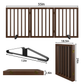 Smart FENDEE Bamboo Dog Gate Freestanding 3 Panel Pet Gate for Doorways, 2 Support Feet, Espresso