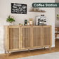 Smart FENDEE 63"W Sideboard Storage Cabinet with Slatted Doors and Adjustable Shelf,Dining Room,Natural