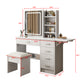 Smart FENDEE Modern Vanity Table Set with Mirror Lights, 5 Shelves,5 Drawers,Bedroom,White