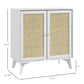 Smart FENDEE Wood Sideboard Buffet Kitchen Storage Cabinet with 2 Rattan Doors, White
