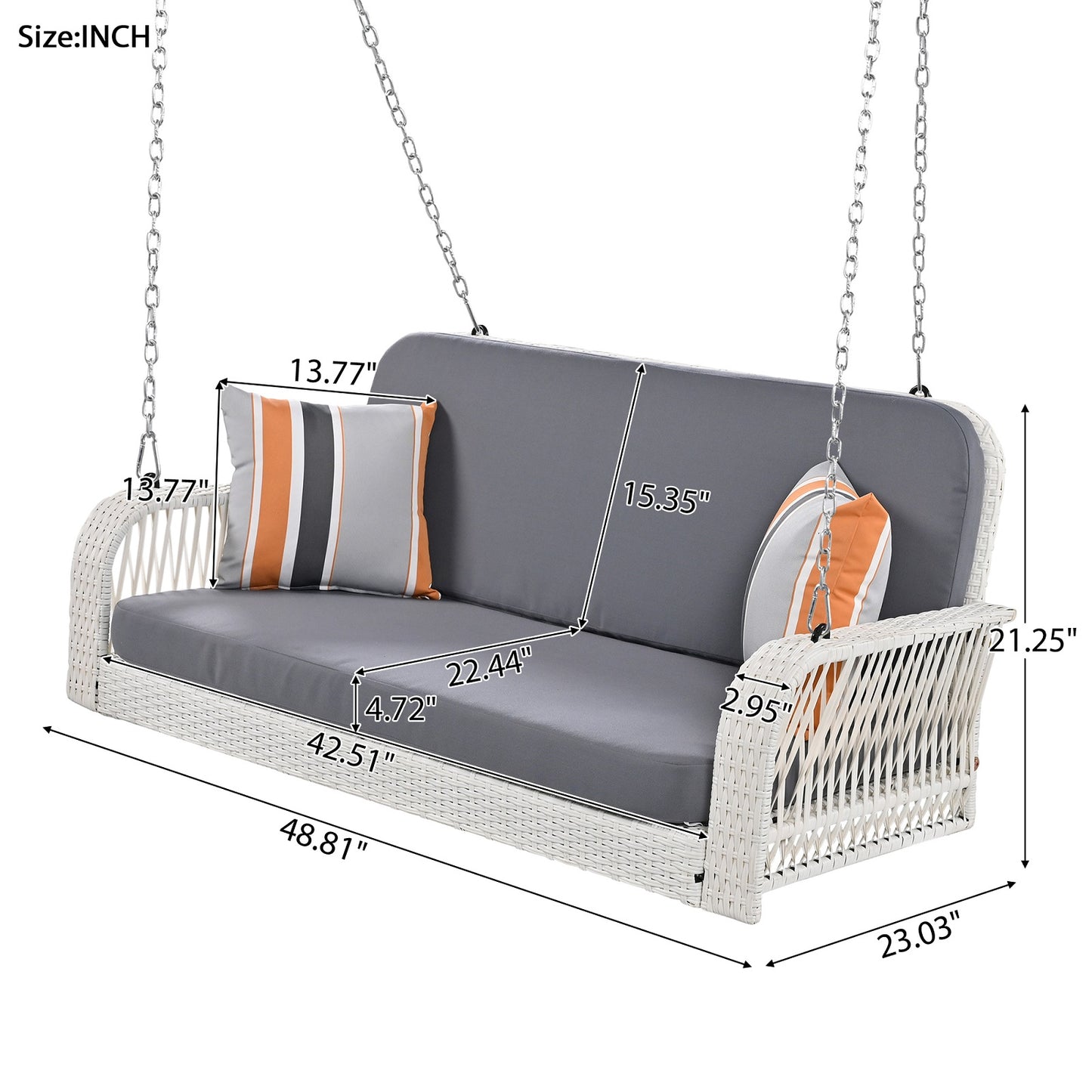 Algherohein 2-3 Seat Outside Porch Swing Set for Adults,Patio Garden Swing Hanging Chair