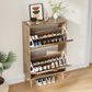 Semiocthome 23.6" Shoe Cabinet, Shoe Storage Cabinet with 2 Flip Drawers, Ventilated Grille Design,Tall Legs, Entryway, Natural