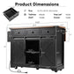 Algherohein Kitchen Island Cart with 2 Sliding Door and 3 Drawer,Storage Microwave Cart