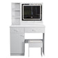 Smart FENDEE Modern Vanity with Makeup Stool Dressing Table with hair dryer holder,Bedroom,White