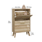 Semiocthome Mid-Century Shoe Cabinet, Shoe Storage with 2 Wavy Texture Drawers for Hallway, Natural