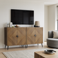 Semiocthome Buffet Cabinet with V-Shape Fluted Doors, Coffee Bar, 1 Shelf, Walnut