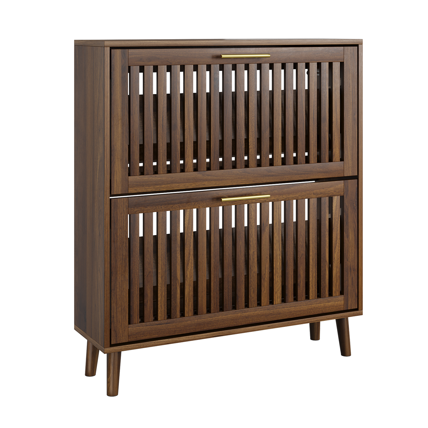Algherohein Shoe Storage Cabinet with 2 Flip Drawers,Shoe Cabinet Entryway,Fence Walnut,Large