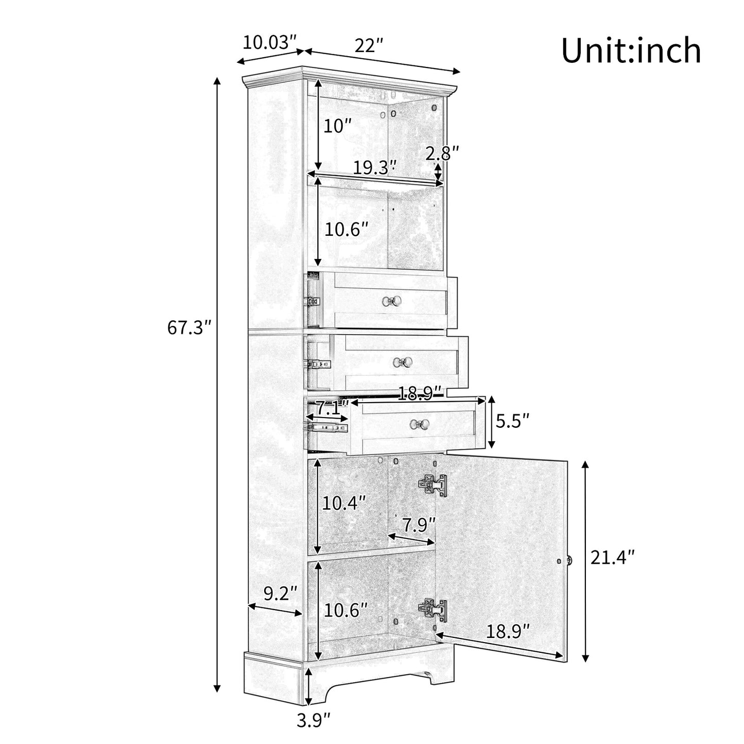 Smuxee Bathroom Cabinet Organizer with Doors and Shelves,Bathroom Storage Drawers