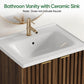 Semiocthome 24" Bathroom Vanity with Ceramic Sink, Storage Cabinet with 1 Drawers and 2 Fluted Doors, Walnut