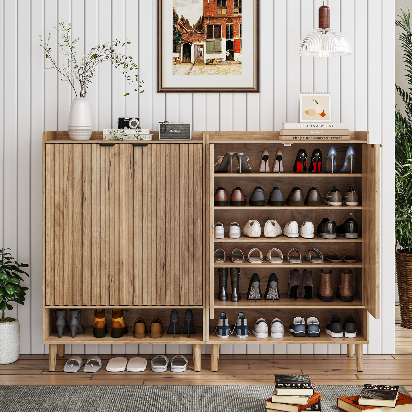 Semiocthome 6-Tier Shoe Storage Cabinet with Adjustable Shelves, Shoe Cabinet for Entryway