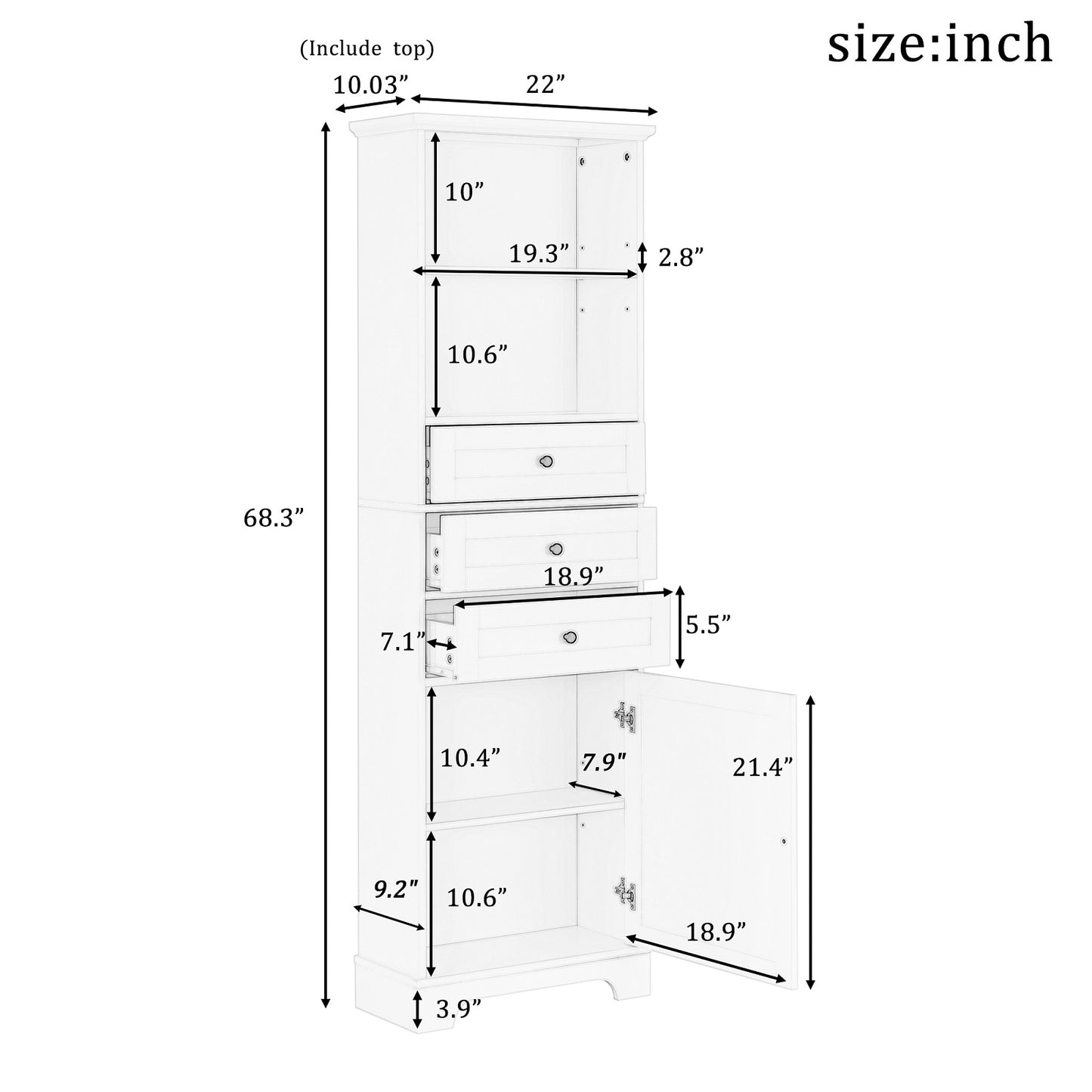 Smuxee Bathroom Cabinet Organizer with Doors and Shelves,Bathroom Storage Drawers