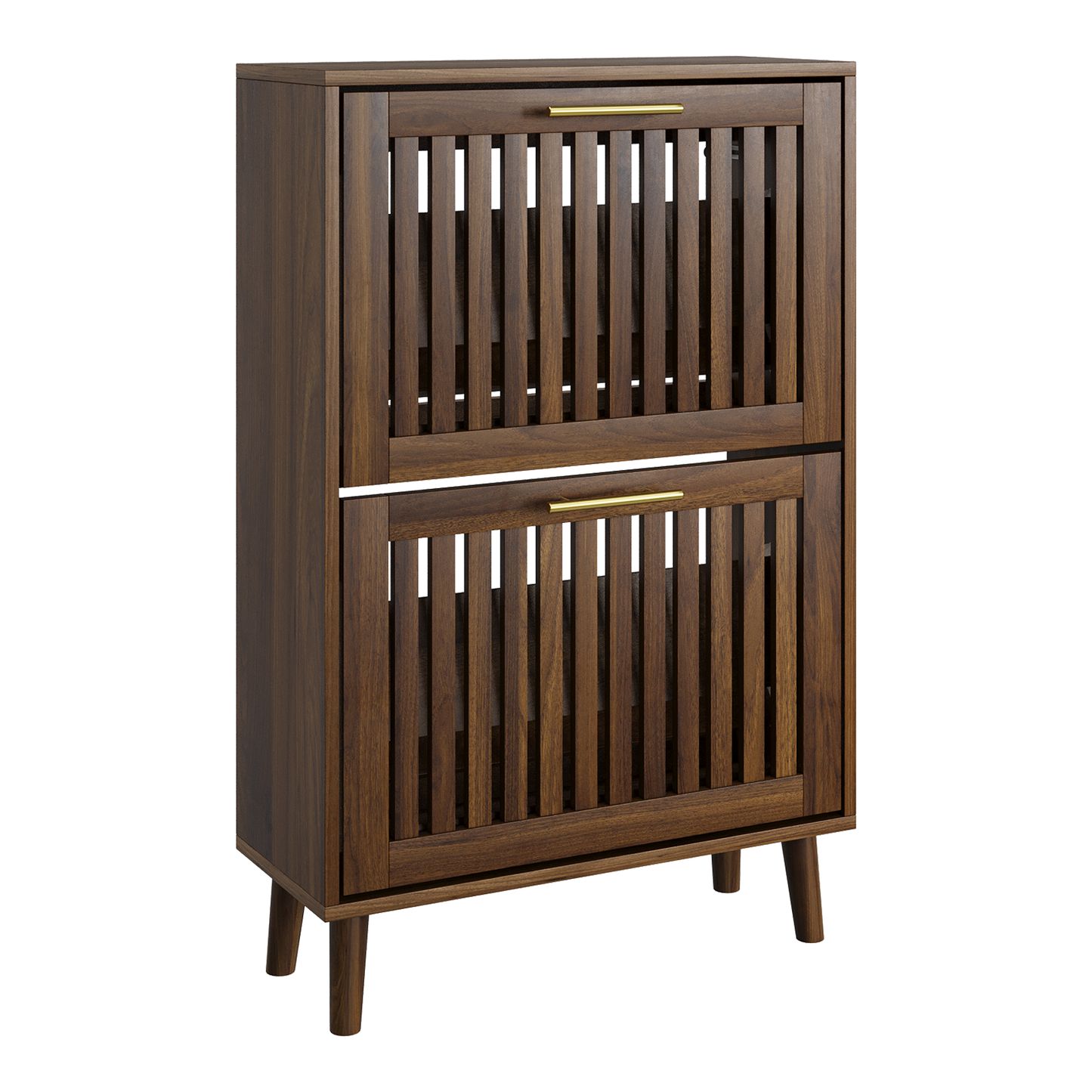 Algherohein Shoe Storage Cabinet with 2 Flip Drawers,Shoe Cabinet Entryway,Fence Walnut,Large