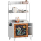 Algherohein Wood Cat Litter Box Enclosure with 2 Shelves and 1 Door,Graffiti Hidden Cat Box