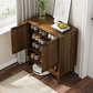 Algherohein Shoe Cabinet with Doors,7-Tier Shoe Storage Cabinet with with Adjustable Shelves,20-24 Pair Shoe Organizer for Entryway,Living Room,Front Door & Hallway,Oak