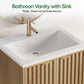 Smart FENDEE 22.83" Bathroom Vanity with Resin Sink, Storage Cabinet with Barn Door & Drawer, White