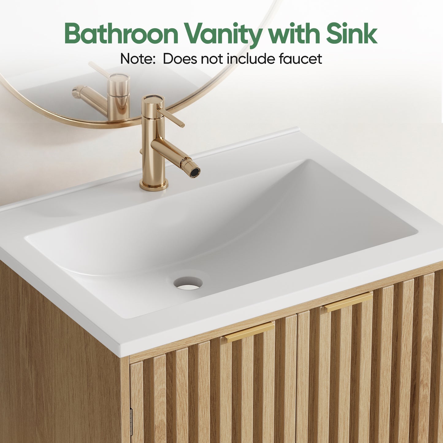 Smart FENDEE 22.83" Bathroom Vanity with Resin Sink, Storage Cabinet with Barn Door & Drawer, White