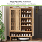 Algherohein 16-20 Pairs Shoe Storage Cabinet with Flip-Down Drawers,Freestanding Entryway Slim Shoe Cabinet, Oak