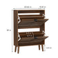 Semiocthome 23.6" Shoe Cabinet with 2 Flip Drawers Wood Shoe Organizer for Entryway, Walnut