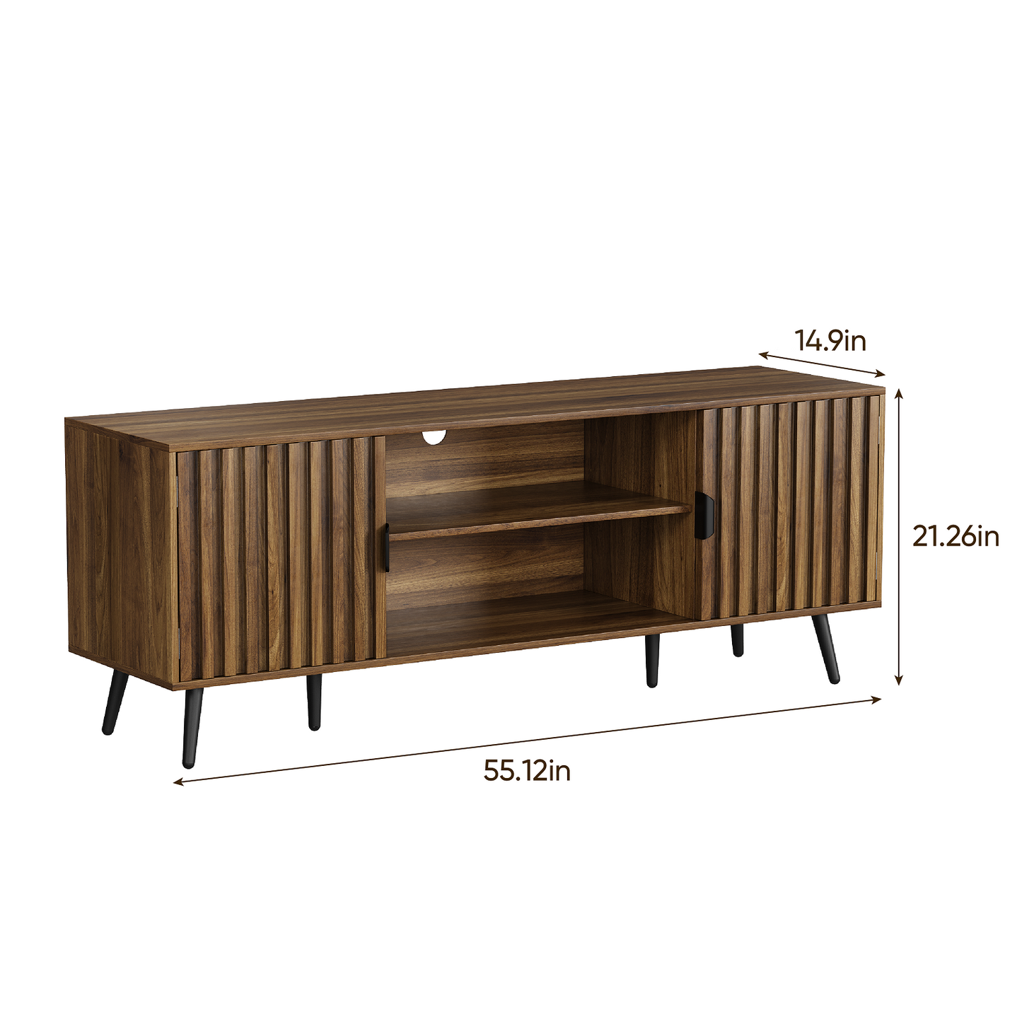 Algherohein Walnut TV Stands,Storage Cabinet and Shelf TV Console