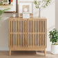 Smart FENDEE Kitchen Buffet Cabinet with Adjustable Shelf, Wood Coffee Bar Cabinet Sideboard,Natural