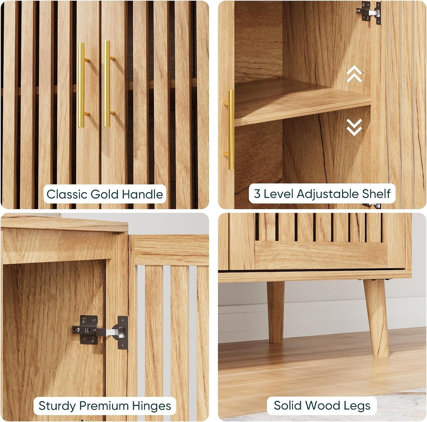 Semiocthome Sideboards and Buffets with 2 Doors and Adjustable Shelve,Coffee Bar for Kitchen, Natural